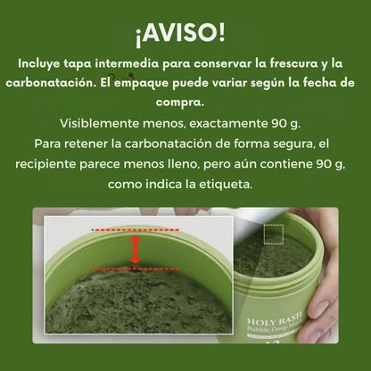 Holy Basil® Mascarilla limpiadora profunda con burbujas + Cepillo exfoliante
