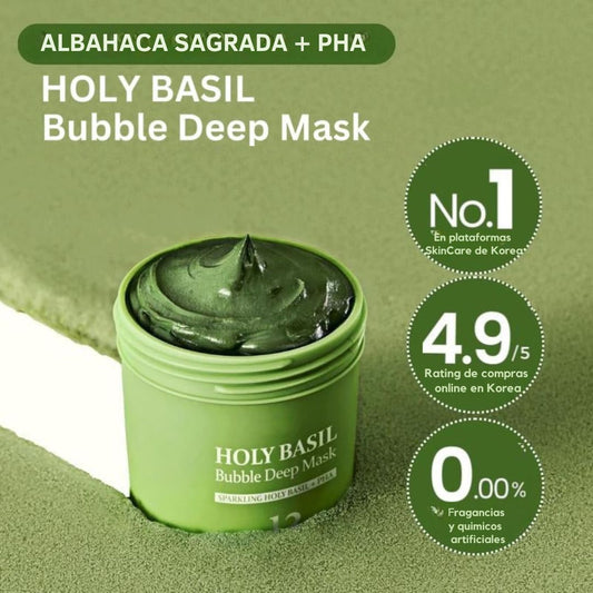 Holy Basil® Mascarilla limpiadora profunda con burbujas + Cepillo exfoliante